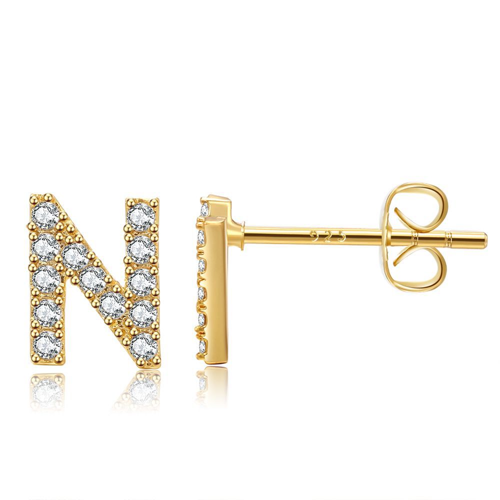 Letter Stud Earrings - Gold