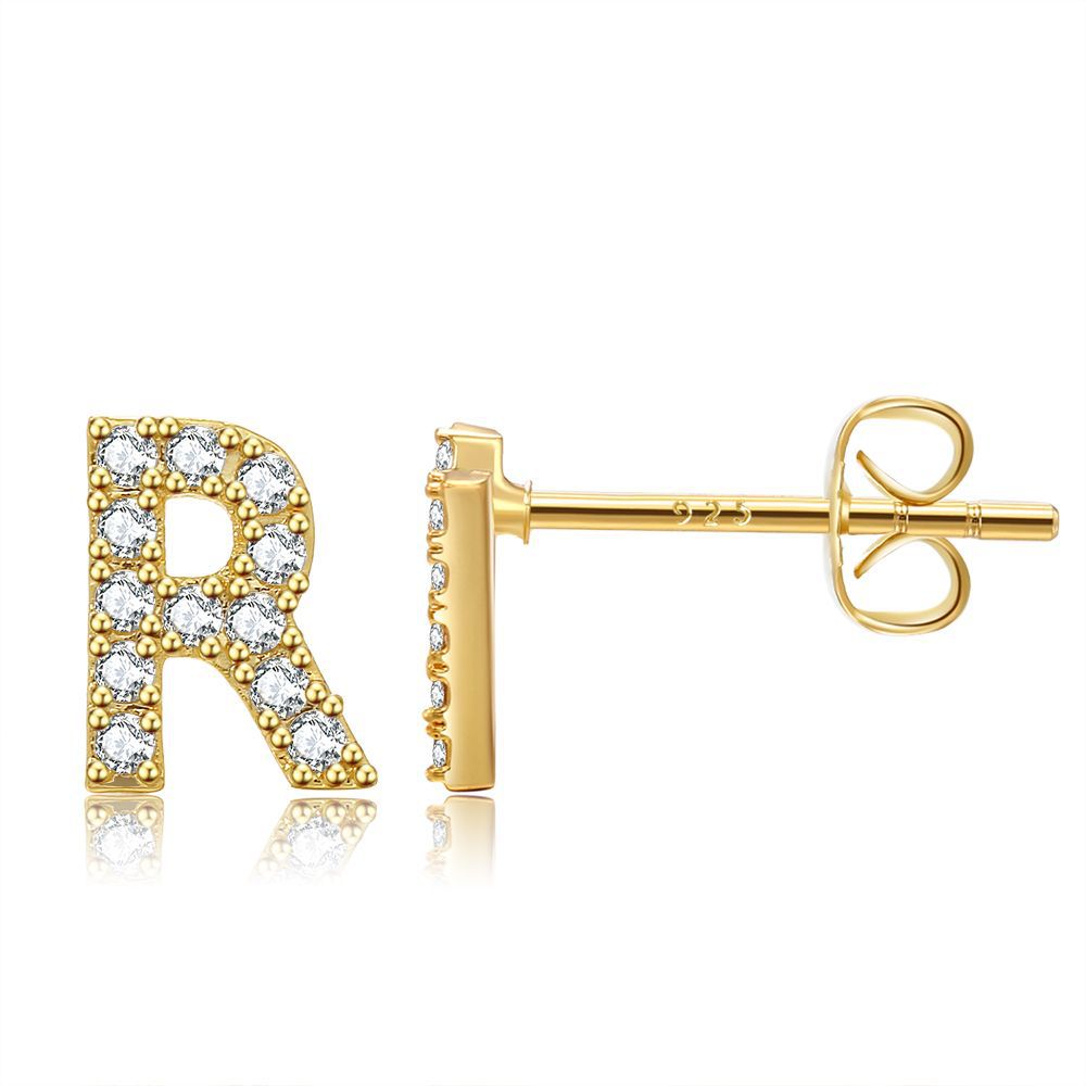 Letter Stud Earrings - Gold