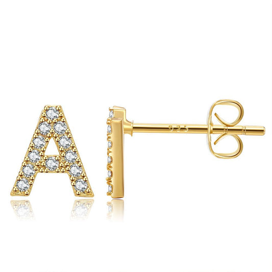 Letter Stud Earrings - Gold